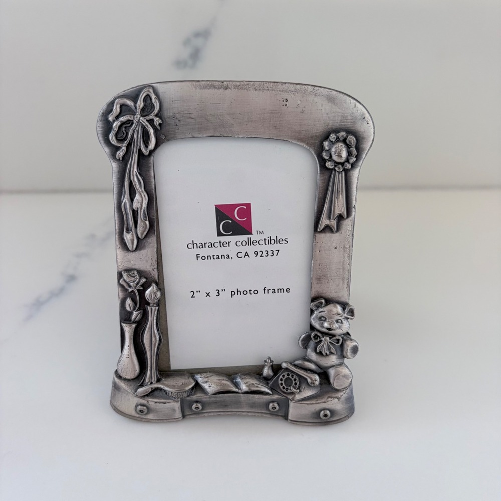 Vintage Character Collectibles 1997 Pewter Teddy Bear Ballet Photo Frame 2x3